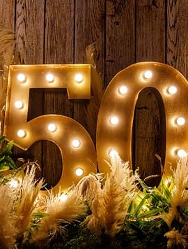 Number 50 with lights and decorations